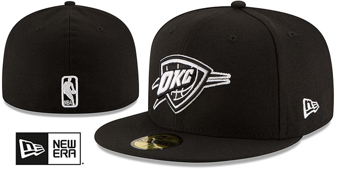 Thunder 'NBA TEAM-BASIC' Black-White Fitted Hat by New Era