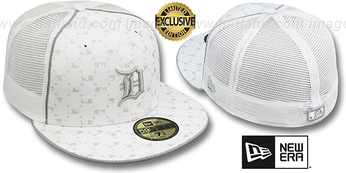 Tigers 'MLB FLOCKING' MESH-BACK White Fitted Hat by New Era