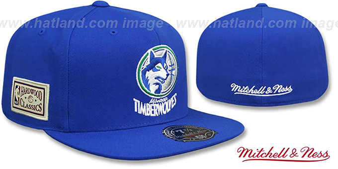 Timberwolves 'HWC SIDE-PATCH' Royal Fitted Hat by Mitchell and Ness