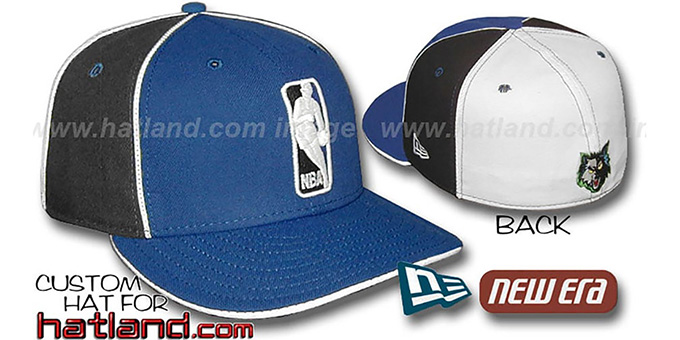 Timberwolves 'LOGOMAN-2' Royal-Black-White Fitted Hat by New Era
