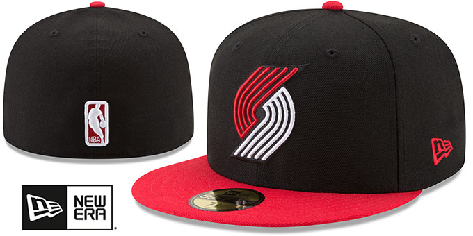 Trail Blazers '2T NBA TEAM-BASIC' Black-Red Fitted Hat by New Era