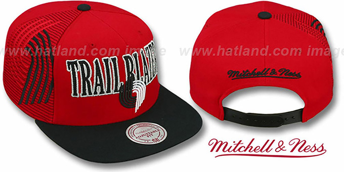 Trailblazers 'LASER-STITCH SNAPBACK' Red-Black Hat by Mitchell and Ness