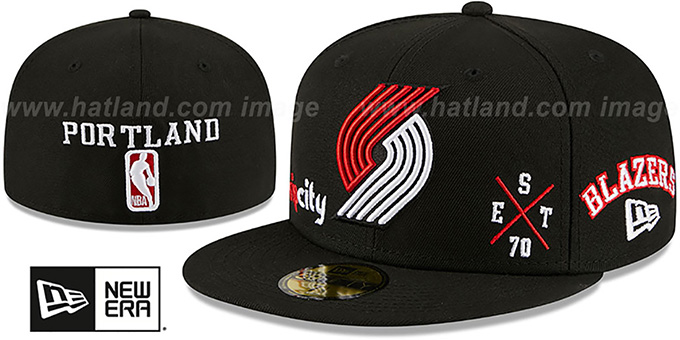 Trailblazers 'MULTI-AROUND' Black Fitted Hat by New Era