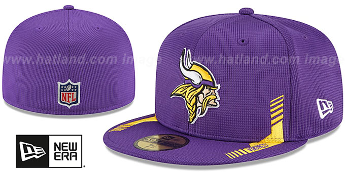 Vikings '2021 NFL SIDELINE HOME' Purple Fitted Hat by New Era