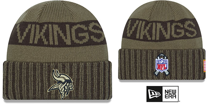 Vikings '2025 SALUTE-TO-SERVICE' Olive Knit Beanie Hat by New Era