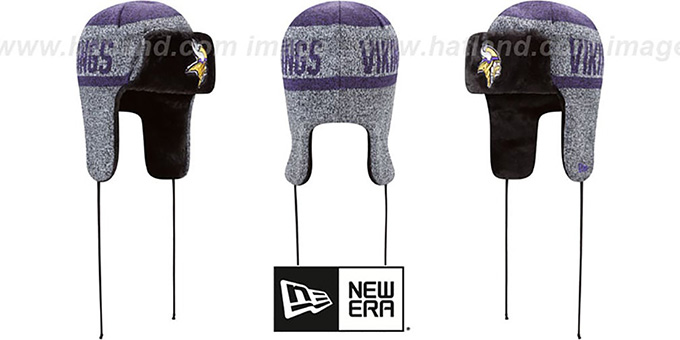 Vikings 'FROSTWORK TRAPPER' Purple Knit Hat by New Era