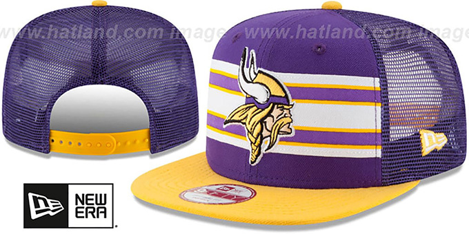 Vikings 'THROWBACK-STRIPE SNAPBACK' Purple-Gold Hat by New Era