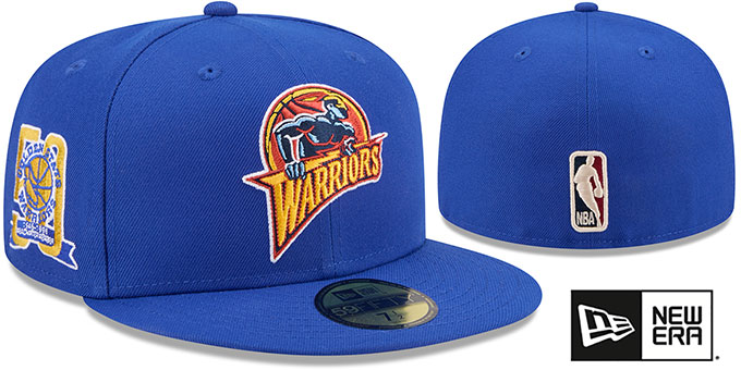 Warriors '50TH ANNIVERSARY SIDE-PATCH' Royal Fitted Hat by New Era