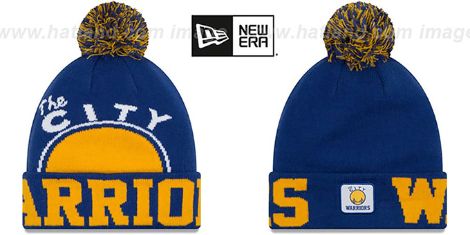 Warriors 'COLOSSAL-TEAM' Royal Knit Beanie Hat by New Era