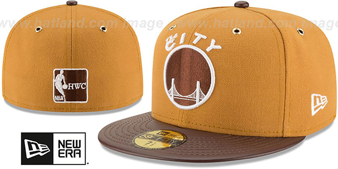 Warriors 'METAL HOOK' Wheat-Brown Fitted Hat by New Era