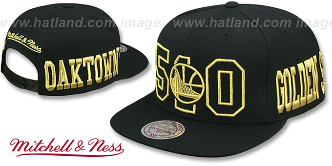 Warriors 'METALLIC AREA-CODE SNAPBACK' Black Hat by Mitchell and Ness