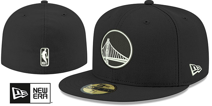 Warriors 'NBA TEAM-BASIC' Black-White Fitted Hat by New Era