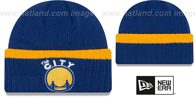 Warriors 'RIBBED-UP' Royal Knit Beanie Hat by New Era