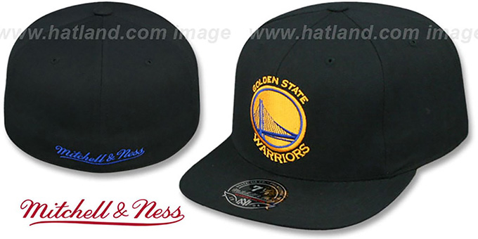 Warriors 'TEAM-BASIC' Black Fitted Hat by Mitchell and Ness
