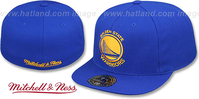 Warriors 'TEAM-BASIC' Royal Fitted Hat by Mitchell and Ness