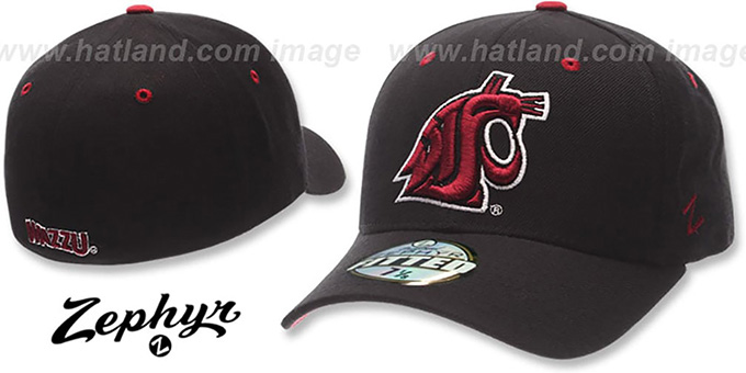 Washington State 'DH' Fitted Hat by Zephyr - black