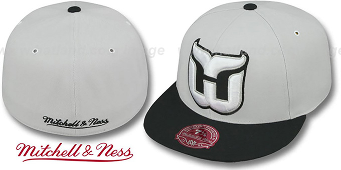Whalers 'MONOCHROME XL-LOGO' Grey-Black Fitted Hat by Mitchell and Ness