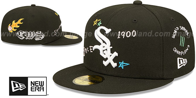 White Sox 'ALL-OVER SCRIBBLE' Black Fitted Hat by New Era