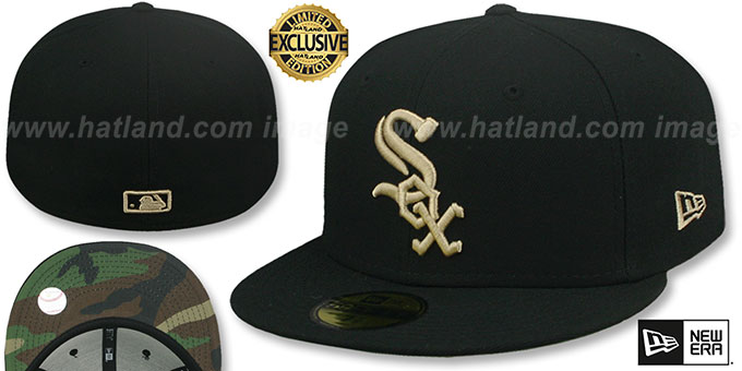 White Sox 'ARMY CAMO-BOTTOM' Black Fitted Hat by New Era