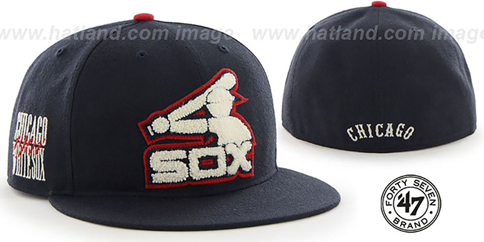 White Sox COOP 'CATERPILLAR' Navy Fitted Hat by 47 Brand