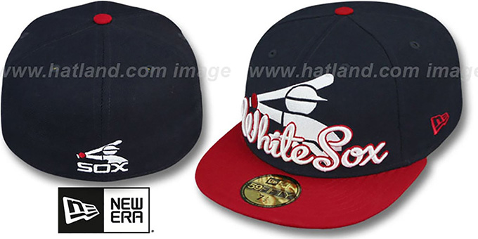 White Sox COOP 'SCRIPT-PUNCH' Navy-Red Fitted Hat by New Era