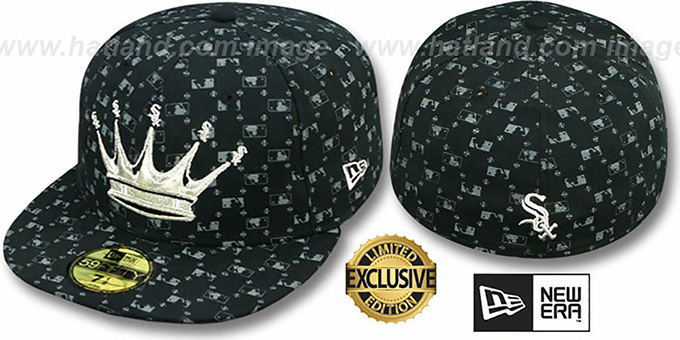 White Sox 'KING MLB FLOCKING' Black-Grey Fitted Hat by New Era
