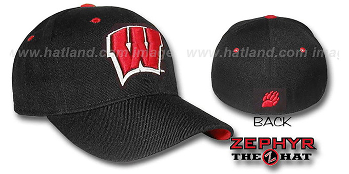 Wisconsin 'DH' Fitted Hat by ZEPHYR - black