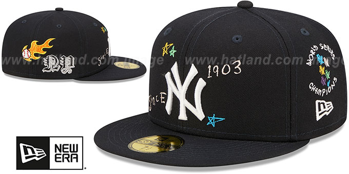 Yankees 'ALL-OVER SCRIBBLE' Navy Fitted Hat by New Era