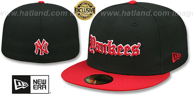 red and black yankees hat