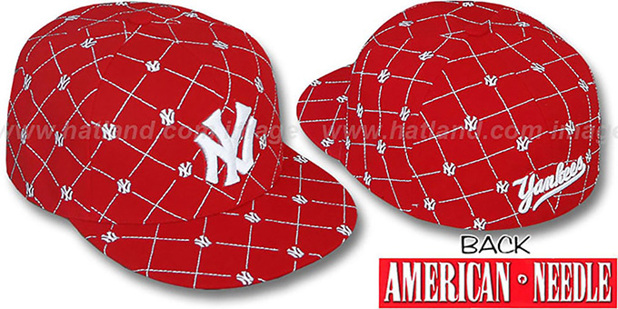 Yankees 'KINGSTON ALL-OVER' Red-White Fitted Hat by American Needle