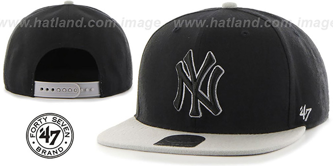 Yankees 'NO-SHOT SNAPBACK' Black-Grey Hat by Twins 47 Brand