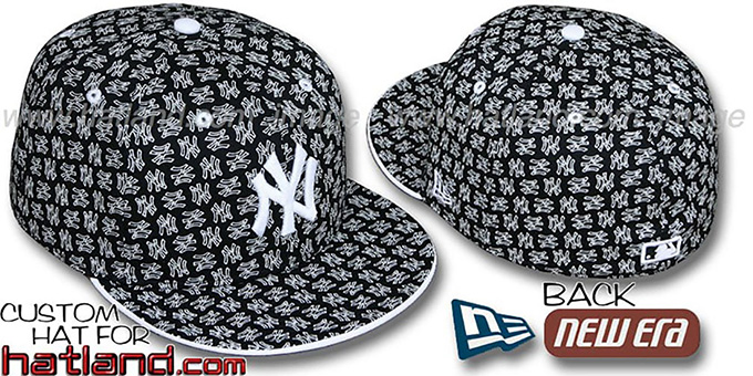 Yankees NY 'ALL-OVER FLOCKING' Black-White Fitted Hat by New Era