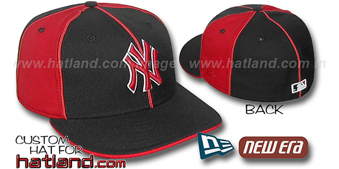 Yankees 'PINWHEEL-3' Black-Red Fitted Hat by New Era