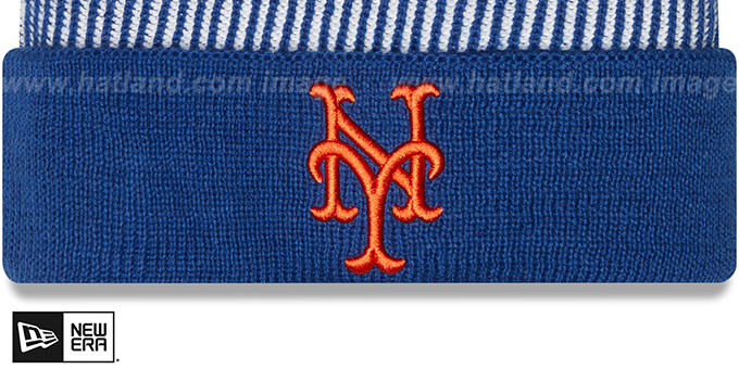 New York Mets STRIPED Knit Beanie Hat by New Era