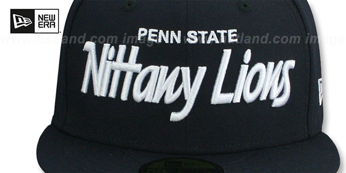 Penn State NCAA TEAM-SCRIPT Navy Fitted Hat by New Era