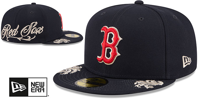 Side Script Hat Boston Red Sox SIDE SCRIPT WORDMARK Navy Fitted Hat