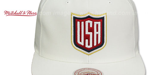 Team USA WORLD CUP HOCKEY SNAPBACK White Hat by Mitchell and Ness - 2nd View