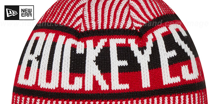 Ohio State Buckeyes Beanie Hat - Officially Licensed Knit Pom Cuffed Cap With Embroidered Logo