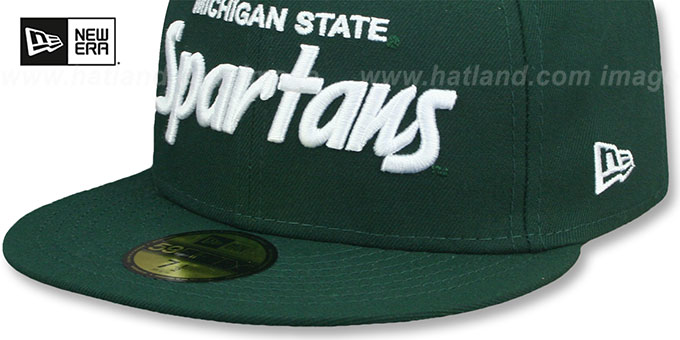 Michigan State NCAA TEAM-SCRIPT Green Fitted Hat by New Era